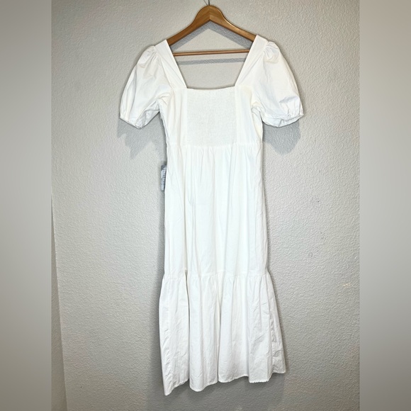 NWT Astr Puff Sleeve Poplin White Dress, S - Picture 9 of 10